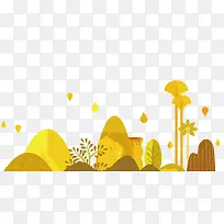 植物黄色卡通树叶山峰造型