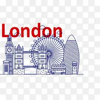 蓝色英国伦敦风景
