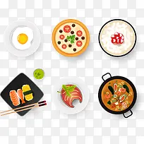 6款美味食物俯视图矢量素材