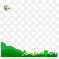 背景装饰 绿色 草坪 热气球