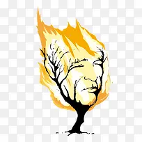 火焰 着火的树  人脸 创意设计
