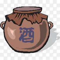 矢量手绘酒坛