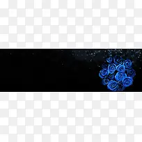 黑蓝色玫瑰唯美背景banner