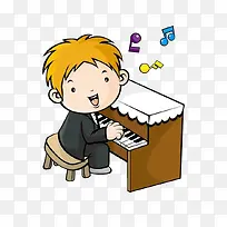卡通弹钢琴男孩