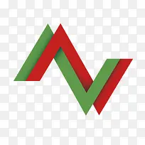 矢量红绿折线三角形