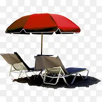 夏日海边遮阳伞座椅风景