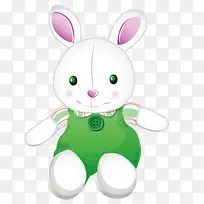 矢量绿色衣服小兔子毛绒玩具