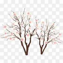 中国风桃树矢量图