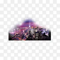 紫色夜色虚化楼层风景图