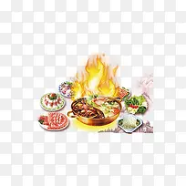 手绘火锅食物装饰图案