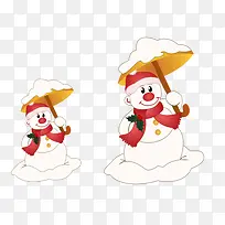 卡通白色遮阳雨伞雪人造型