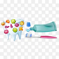牙刷牙膏牙齿和蛀虫