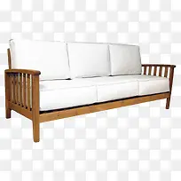 白色坐垫木质长凳
