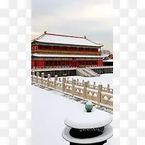 中国风故宫雪景建筑