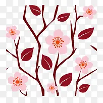 桃花花卉装饰图案