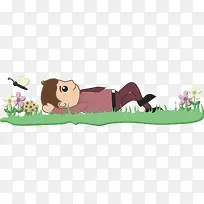 躺在草地上