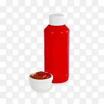 红色拧盖式塑料瓶子番茄酱包装实