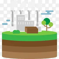 矢量工厂废气排放素材图