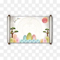 水墨画卷免抠素材