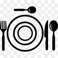 盘子和餐具从顶视图图标