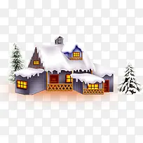 圣诞节雪屋装饰PNG免费下载