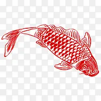 卡通红色鲤鱼
