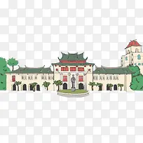 厦门大学手绘