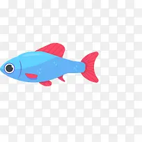 海洋生物可爱蓝色小鱼