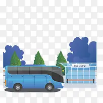 蓝色巴士公交站台
