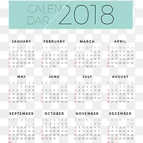 绿色标题2018日历模板