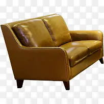 真皮复古沙发黄色
