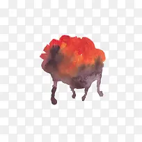 橙紫混合泼墨