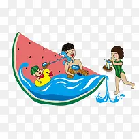 夏日西瓜戏水休闲度假活动