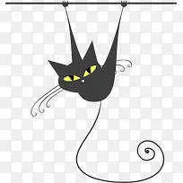 可爱黑色猫咪攀爬