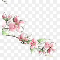 手绘漂亮桃花七夕