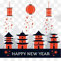 新年中国风背景灯笼素材