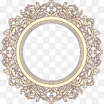 矢量手绘圆形花纹相框花边