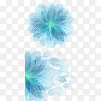 蓝色幻彩花卉矢量素材