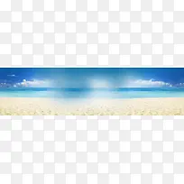 蓝色天空沙滩背景banner