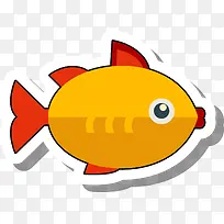 世界海洋日橙色小鱼贴纸