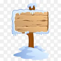 手绘卡通积雪木牌匾