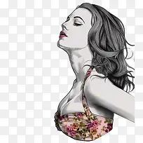 性感欧美女性人物侧面