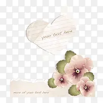 手绘牡丹花和心形信纸