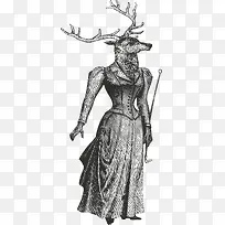 手绘麋鹿女士