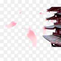 日本漂浮樱花及建筑