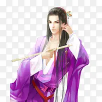 紫色服饰古风长发美男子