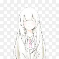 二次元白发长直妹子