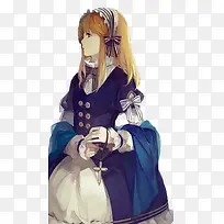 二次元戴头巾的黄发妹子