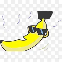卡通惬意享受戴墨镜的香蕉