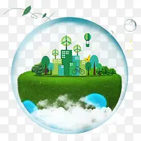 地球一小时卡通地球建筑